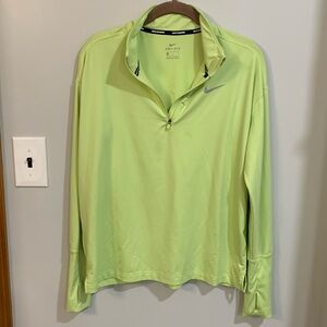 Nike Dri-FIT Quarter Zip Running Top Medium Neon Green Reflective Athletic Shirt